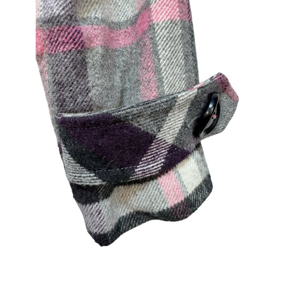 CAbi Womens Plaid Peacoat Jacket Size O Double Breasted Wool Blend Pink/Gray - Picture 12 of 15